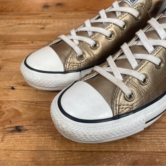 CONVERSE All Star Trainers Size UK 4 Womens Gold Leather Lace Up Casual Shoes - Picture 8 of 13